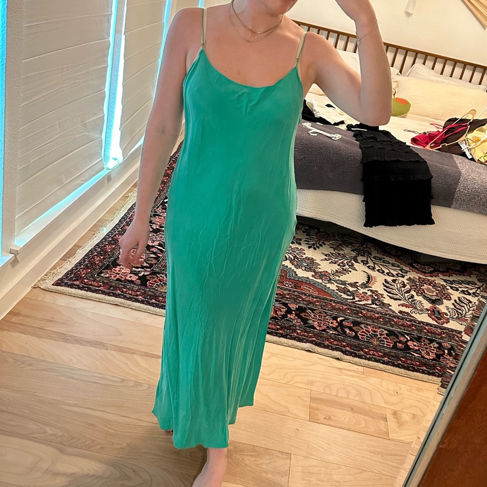 Green J Crew Slip Dress